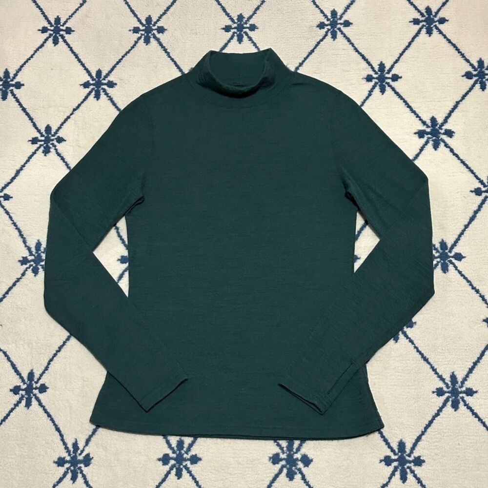 Wicked Wool Merino Wool Blend Mockneck Base Layer Long Sleeve - Emerald Green